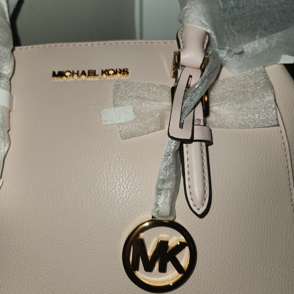 Michael Kors Charlotte Leather Satchel in Powder Blush - Picture 4 of 12